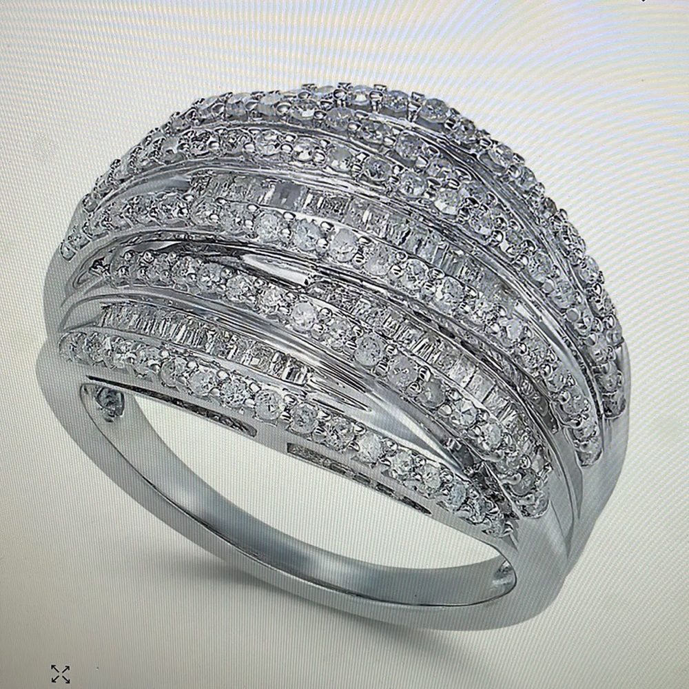 Diamond Multi-Row cluster ring
